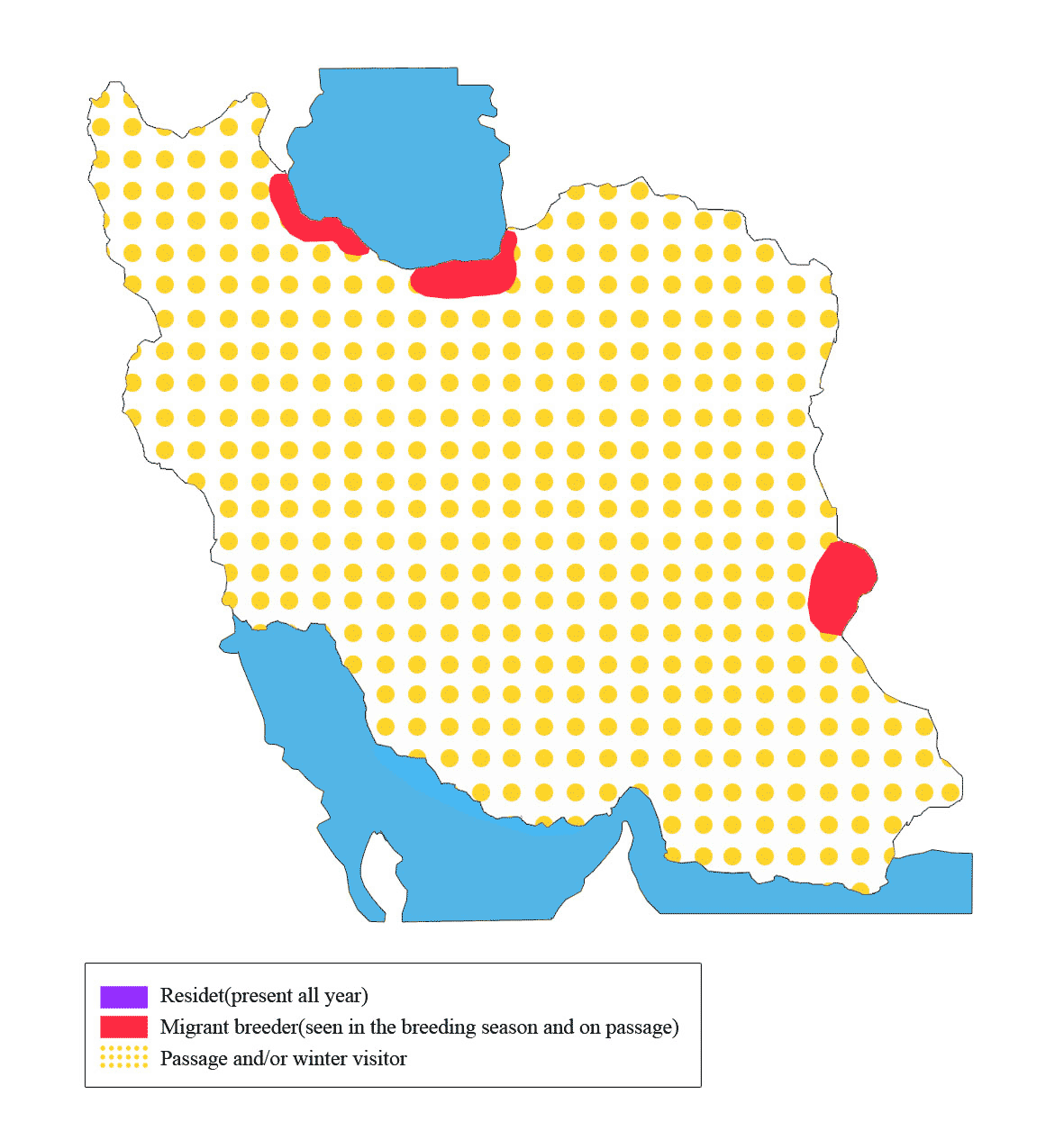 نقشه پراکندگی حواصیل خاکستری